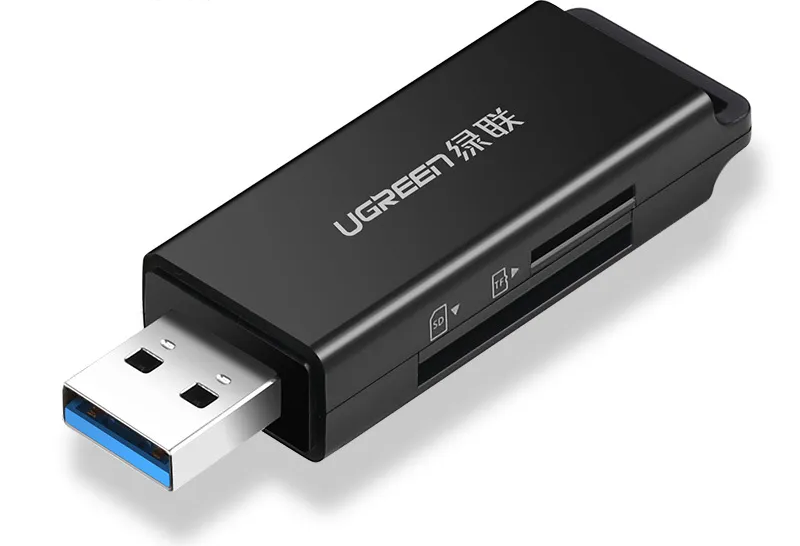 

Карт-ридер UGREEN 40752_ USB 3.0 to TF + SD, черный, 40752_