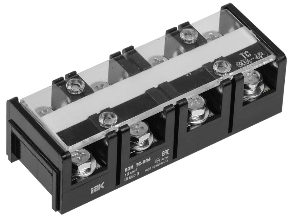 

Блок зажимов IEK YZN42-04-016-K02 БЗН ТС-604 16 мм2 60A 4 пары, YZN42-04-016-K02
