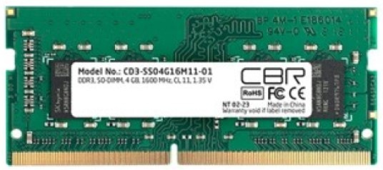 фото Модуль памяти SODIMM DDR3 4GB CBR CD3-SS04G16M11-01 в Омске