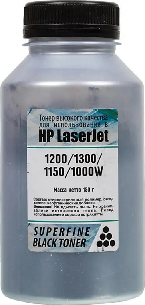 

Тонер SF-1200-150 Тонер HP LJ 1200/1100/1010/1012/1150/1300 бутылка 150 гр. SuperFine, SF-1200-150