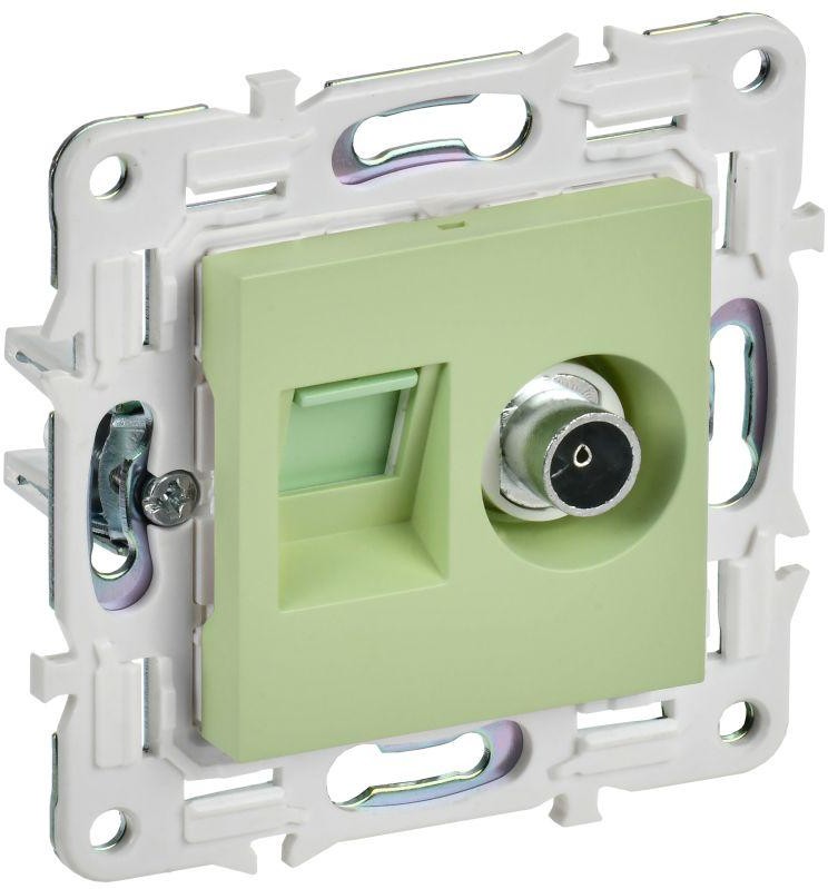 

Розетка комбинированная IEK SK-AK20-1-K06 SKANDY TV+RJ45 кат.5E SK-A14M мятная, SK-AK20-1-K06
