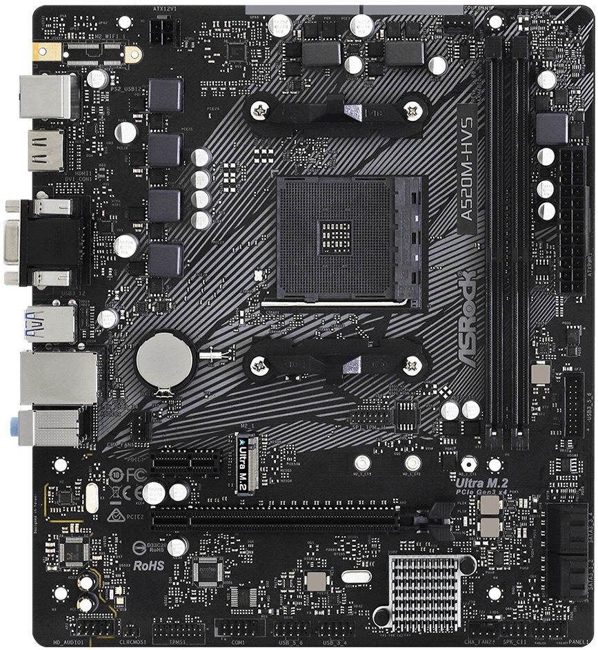 

Материнская плата mATX ASRock A520M-HVS (AM4, AMD A520, 2*DDR4(4733), 4*SATA 6G RAID, M.2, 2*PCIE, 7.1CH, Glan, 6*USB 3.2, D-Sub/HDMI) RTL, A520M-HVS