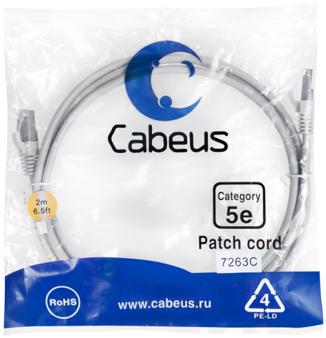 фото Кабель патч-корд F/UTP 5e кат. 2м Cabeus PC-FTP-RJ45-Cat.5e-2m в Санкт-Петербургe