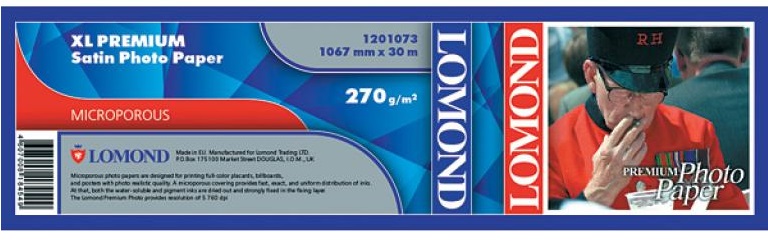 

Фотобумага Lomond 1201073 XL Premium Satin Photo Paper, ролик 1067мм х 50,8 мм, 270 г/м2, 30 метров., 1201073