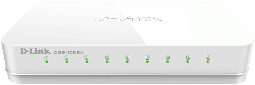 

Коммутатор неуправляемый D-link DGS-1008A 8*10/100/1000 Base-T и функцией энергосбережения, plastic case, DGS-1008A