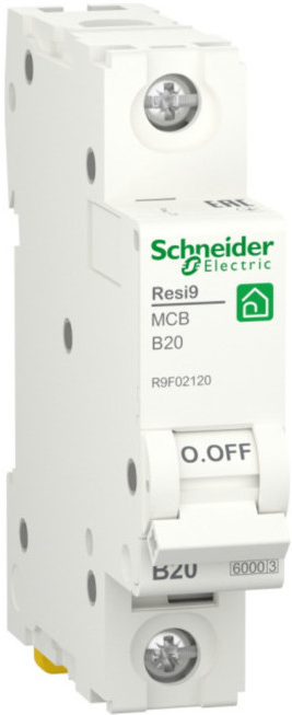 

Автоматический выключатель Schneider Electric RESI9 R9F02120 (B) 20А 1P 6000A, RESI9