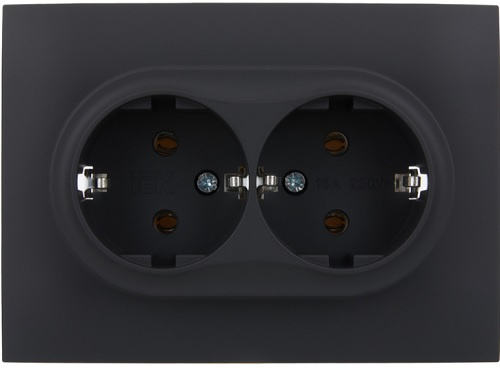 фото Розетка двухместная с заземлением в сборе IEK SK-R21-16-K53-F в Уфе