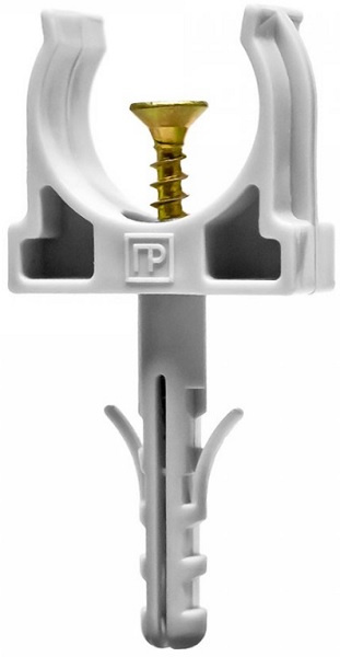 Изображение товара Клипса для труб Промрукав PR13.0216 100 шт серый для ПВХ и гофрированных труб