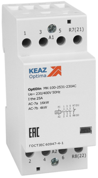 Изображение товара Контактор КЭАЗ 321155 25 А для автоматизации управляемых цепей