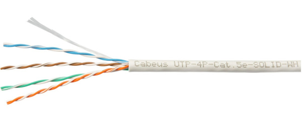 фото Кабель витая пара U/UTP 5e кат. 4 пары Cabeus UTP-4P-Cat.5e-SOLID-WH-25 в Казани