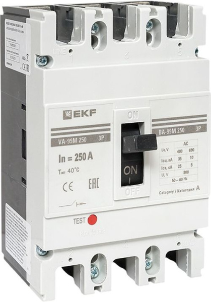 Изображение товара Автоматический выключатель EKF MCCB99-250-250 для защиты цепей 250 А