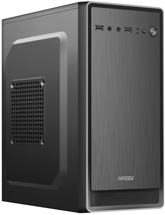 

Корпус mATX Ginzzu B180 чёрный, без БП, 2*USB, 2*miniJack, Ginzzu B180