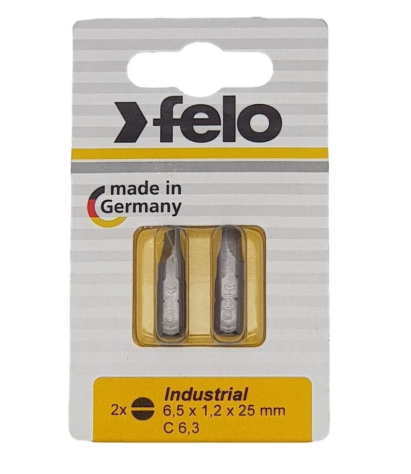 

Бита Felo 02061036 плоская шлицевая 6,5X1,2X25, серия Industrial, 2шт в блистере, 02061036