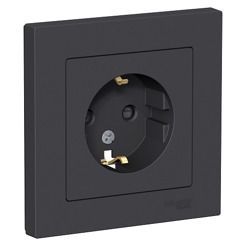 

Розетка Schneider Electric ATN001044 AtlasDesign, с заземлением, со шторками, 16А, в сборе, карбон, ATN001044