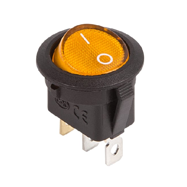 

Выключатель Rexant 36-2587 клавишный круглый 12V 20А (3с) ON-OFF желтый с подсветкой (RWB-214), 36-2587