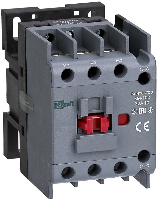 

Контактор DEKraft 21928DEK 32А 230В_АС АС3_ АС4 1НО+1НЗ КМ-102, 21928DEK