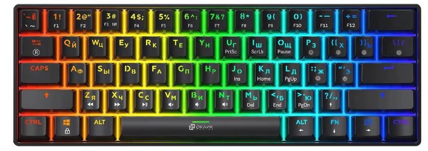 

Клавиатура Oklick K713X 2023375 механическая, черная, USB Multimedia for gamer LED, K713X