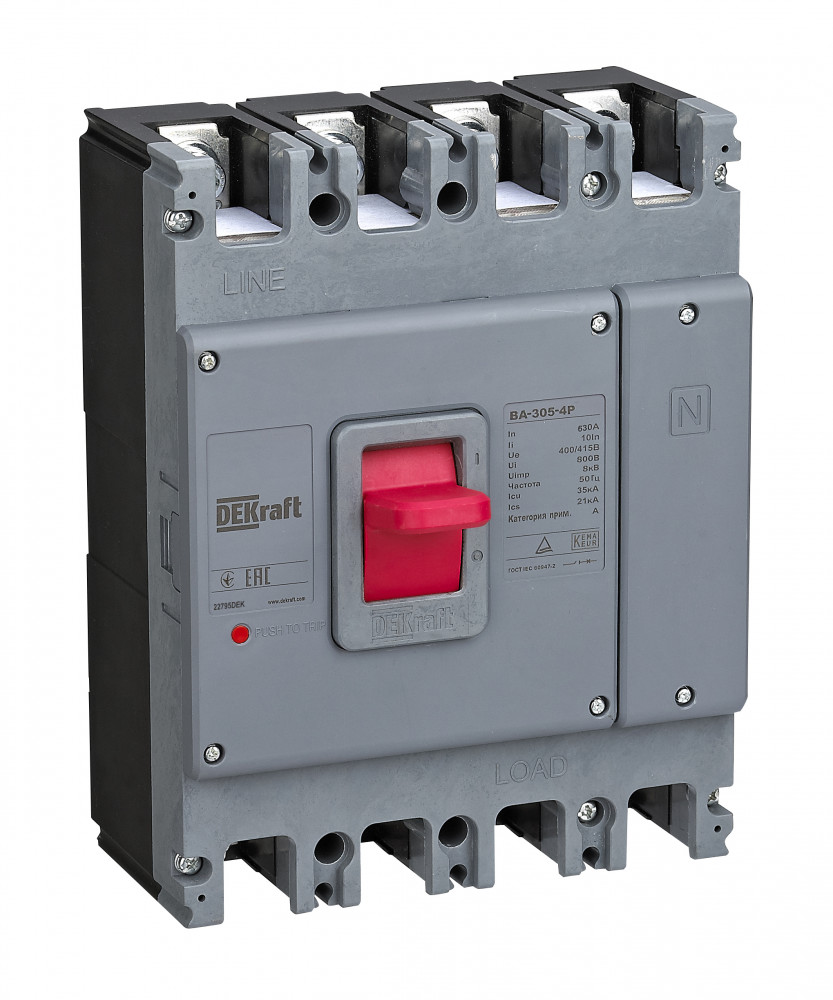 

Автоматический выключатель в литом корпусе DEKraft 22794DEK 4P 500А 35кА ВА-305, 22794DEK
