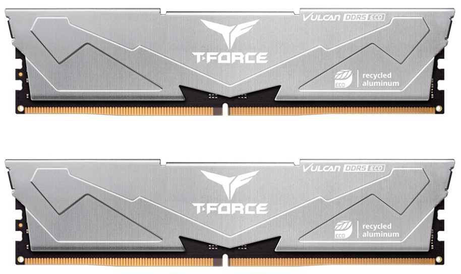 

Модуль памяти DDR5 32GB (2*16GB) Team Group FLESD532G6000HC38ADC01 T-Force Vulcan ECO Silver PC5-48000 6000MHz CL38 1.25V, FLESD532G6000HC38ADC01