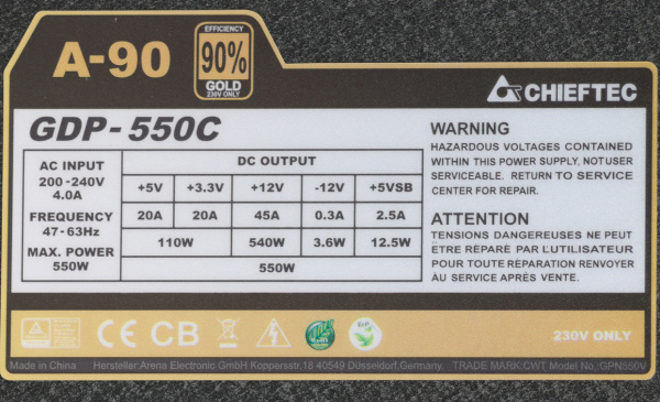 фото Блок питания ATX Chieftec GDP-550C в Уфе