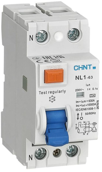 Изображение товара Выключатель дифференциального тока CHINT 200220 УЗО 1P+N 400 В 63 мА