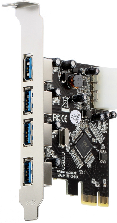 

Контроллер расширения ORIENT VA-3U4PE (PCI-E, 4 port USB 3.0, доп разъём питания, VIA VL800) Ret, VA-3U4PE