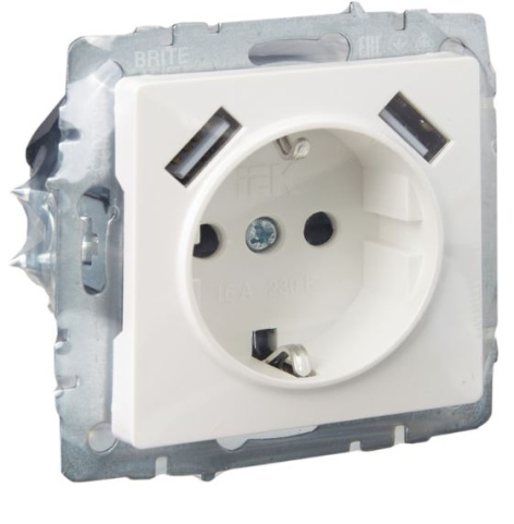 фото Розетка с заземлением  IEK BR-R14-16-U21-D21-K36 в Волгограде
