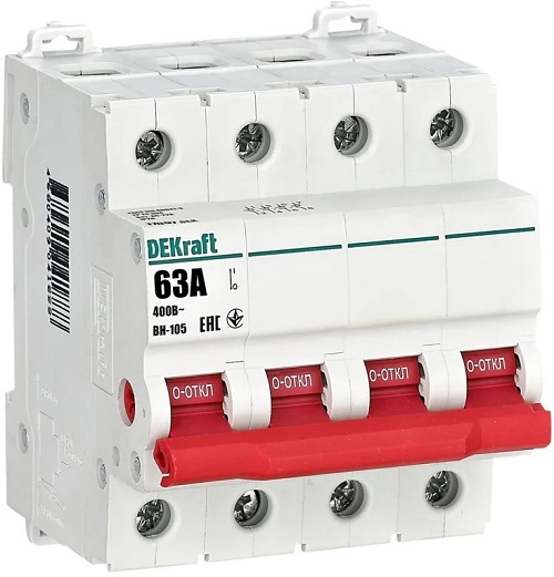 

Выключатель-разъединитель DEKraft 17097DEK 4Р 63А ВН-105, 17097DEK