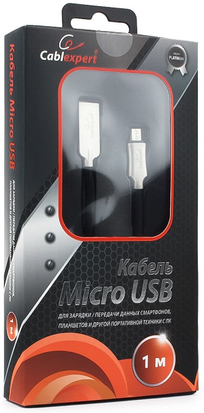 

Кабель интерфейсный USB 2.0 Cablexpert CC-P-mUSB02Bk-1M AM/microB, серия Platinum, длина 1м, черный, блистер, CC-P-mUSB02Bk-1M