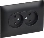 фото Розетка двухместная без заземления в сборе  IEK SK-R23-10-K02-F
