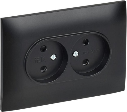 Изображение товара Розетка двухместная без заземления IEK SK-R23-10-K02-F черная 10А