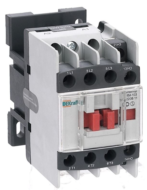 

Контактор DEKraft 22110DEK 18А 24В АС3 1НО+1НЗ КМ-103, 22110DEK