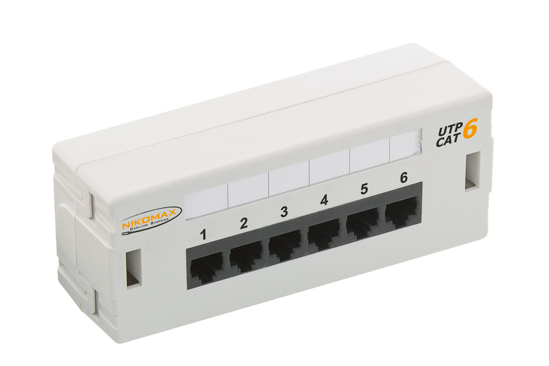

Патч-панель NikoMax NMC-WP06UE2-GY настенная, 6 портов, Кат.6, RJ45/8P8C, 110, T568A/B, неэкранированная, светло-серая, NMC-WP06UE2-GY
