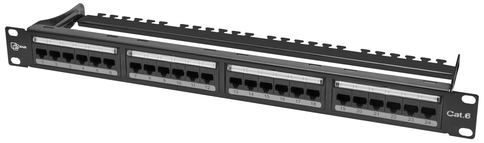 

Коммутационная панель SNR SNR-UD-1U24-6-H 19" неэкранированная, 1U, 24 порта, cat.6, горизонтальная заделка, SNR-UD-1U24-6-H