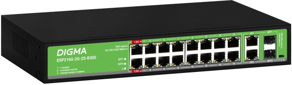 фото Коммутатор неуправляемый Digma DSP216G-2G-2S-R300 в Самаре