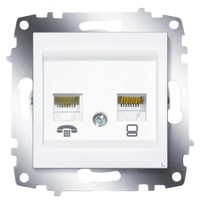 

Розетка ABB 619-010200-249 Cosmo компьютерная + TF двойная RJ45 cat 6 + RJ 11, 50В, IP20 (белая), 619-010200-249