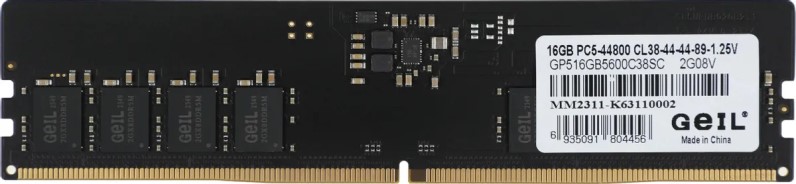 

Модуль памяти DDR5 16GB Geil GP516GB5600C38SC PC5-44800 5600MHz CL38 1.25V, GP516GB5600C38SC