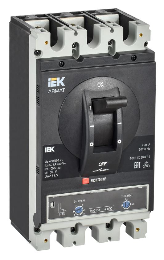 

Автоматический выключатель в литом корпусе IEK AR-MCCB-3H-050-0315A-ATUC ARMAT 3P H 50кА 315А ТМ регулируемый, AR-MCCB-3H-050-0315A-ATUC