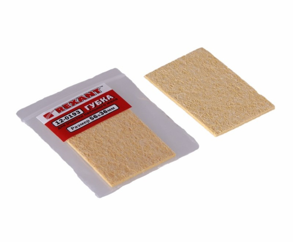 Изображение товара Губка для очистки паяльного жала Rexant 12-0193 желтая 56x36 мм