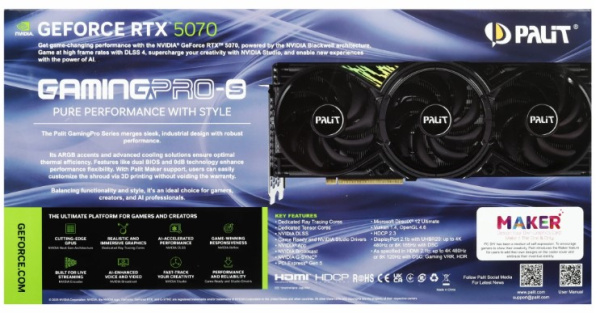 фото Видеокарта Palit GeForce RTX 5070 GAMINGPRO-S OC (NE75070T19K9-GB2050U) в Екатеринбурге