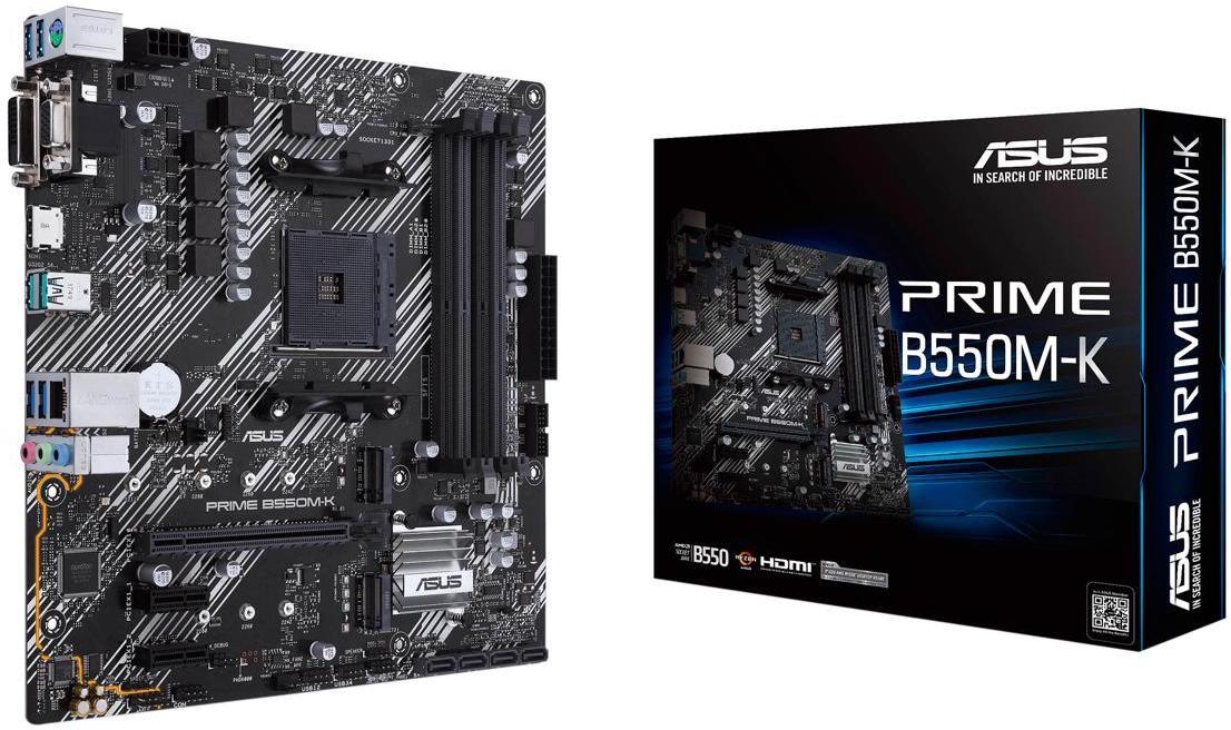 

Материнская плата mATX ASUS PRIME B550M-K (AM4, AMD B550, 4*DDR4(4800), 4*SATA 6G RAID, 2*M.2, 3*PCIE, 7.1CH, Glan, 8*USB 3.2, D-Sub, DVI-D, HDMI), PRIME B550M-K