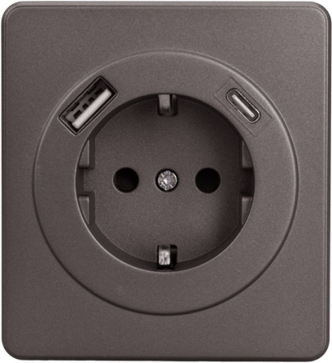 фото Розетка с заземлением с 2 USB  KRANZ KR-78-0704-2 в Омске
