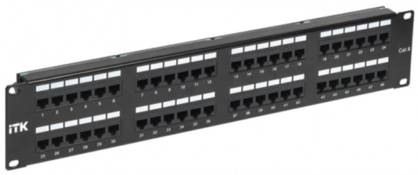 Изображение товара Патч-панель 19 дюймов 48 портов категории 6 неэкранированная ITK PP48-2UC6U-D05-1