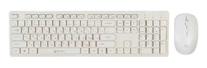 

Клавиатура и мышь Oklick 240M клав:белый мышь:белый USB беспроводная slim Multimedia, 240M