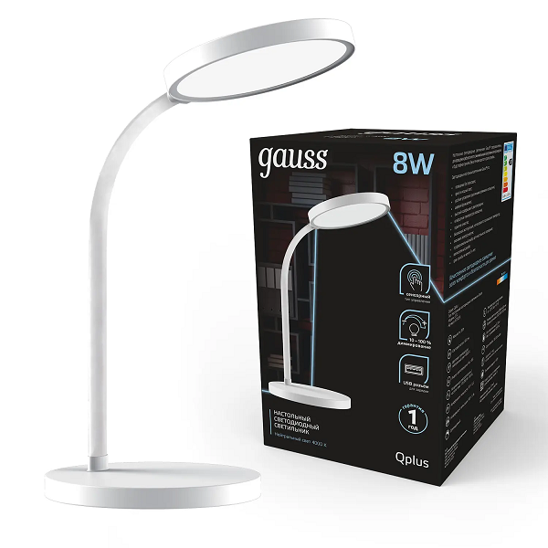 

Светильник Gauss GT5031 GTL503 настольный на подставке белый 8Вт, GT5031