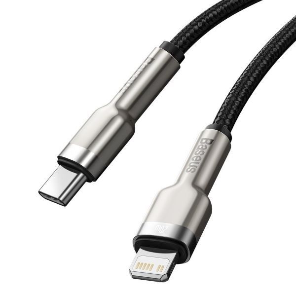 

Кабель Baseus CATLJK-B01 Type-C - Lightning 20W 2m; PD 20W (для iPhone 12 серии), PD 18W (для iPhone 8-11 серии), цинковый сплав + нейлоновая оплётка,, CATLJK-B01