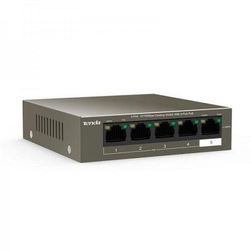 

Коммутатор неуправляемый Tenda TEF1105P-4-63W 4x10/100 PoE+(PoE бюджет 58W), 1x10/100, TEF1105P-4-63W