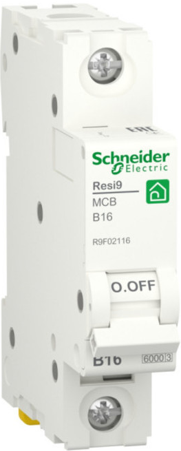 

Автоматический выключатель Schneider Electric RESI9 R9F02116 (B) 16А 1P 6000A, RESI9