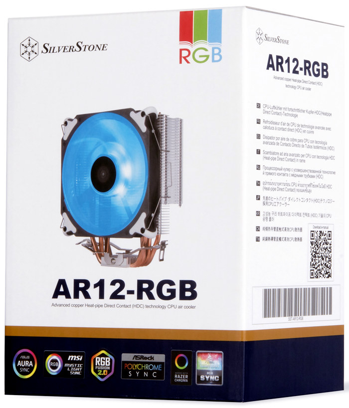 

Кулер SilverStone AR12 RGB LGA115x/1200/1366/2011/2066/AM4/AM3/AM2/FM2/FM1 (al+cu, 120mm fan, 700-2200rpm, 68.9CFM, 9-29dBA, 4 pin PWM/4 pin RGB) RTL, AR12 RGB
