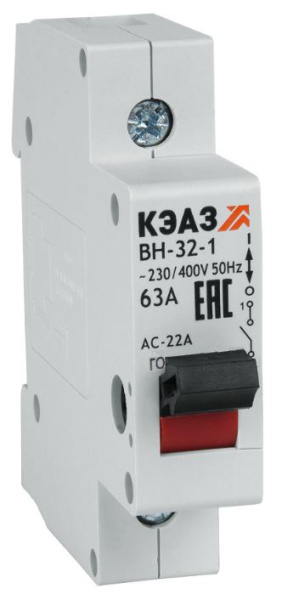 Изображение товара Рубильник КЭАЗ 141635 1 полюс 32 А для переменного тока